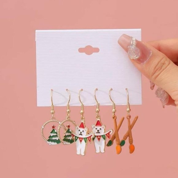 Christmas Earrings Snowman/ Christmas Tree/ Artist Brush - Picture 1 of 2